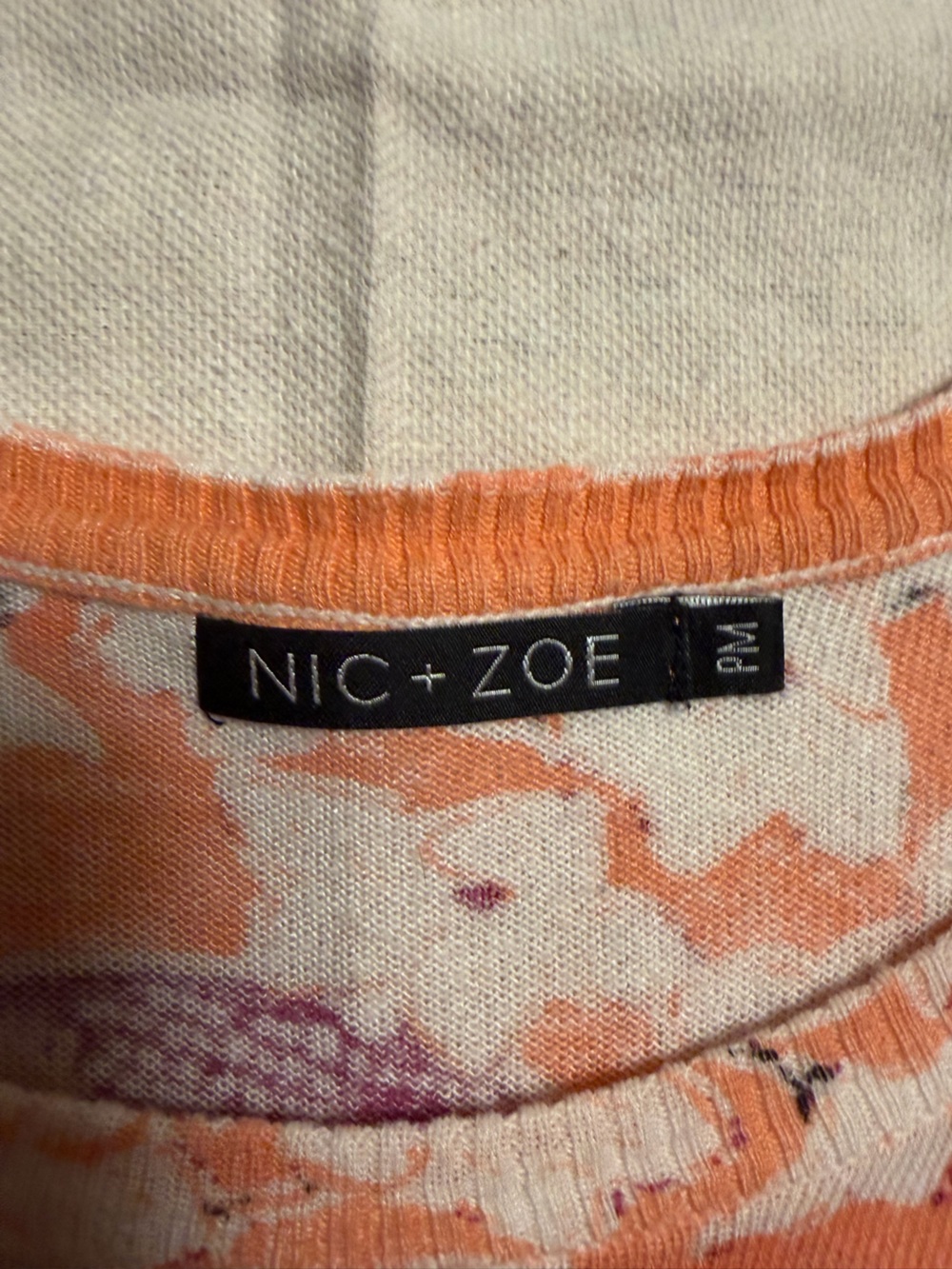 NIC+ZOE Floral Mixed-Color Long Sleeve Top - Pink & Orange - Picture 4 of 6